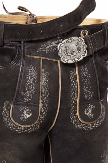 German Hunter Black Lederhosen