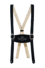 Black Charcoal Lederhosen Suspenders For Men