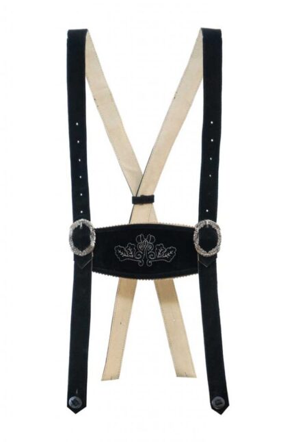 Black Charcoal Lederhosen Suspenders For Men