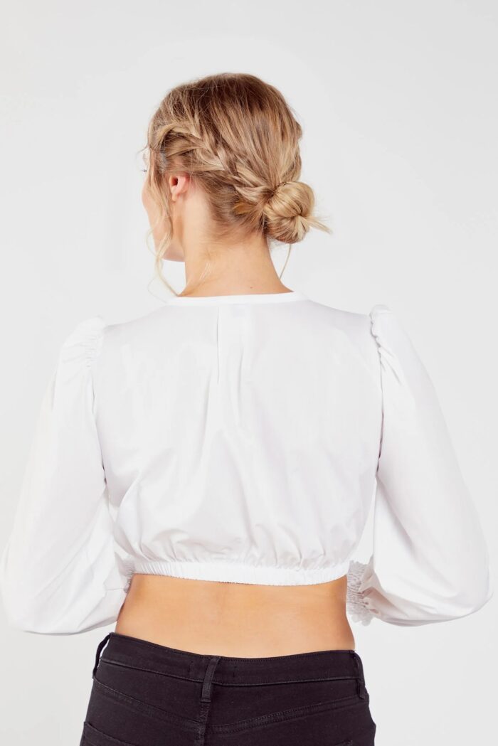 Elegant Leni Riefenstahl White Dirndl Blouse With Puff Sleeves
