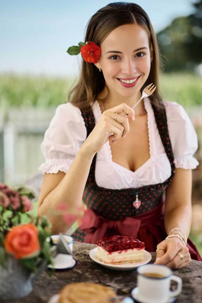 Elegant Zirndorf Floral Design Dirndl Dress
