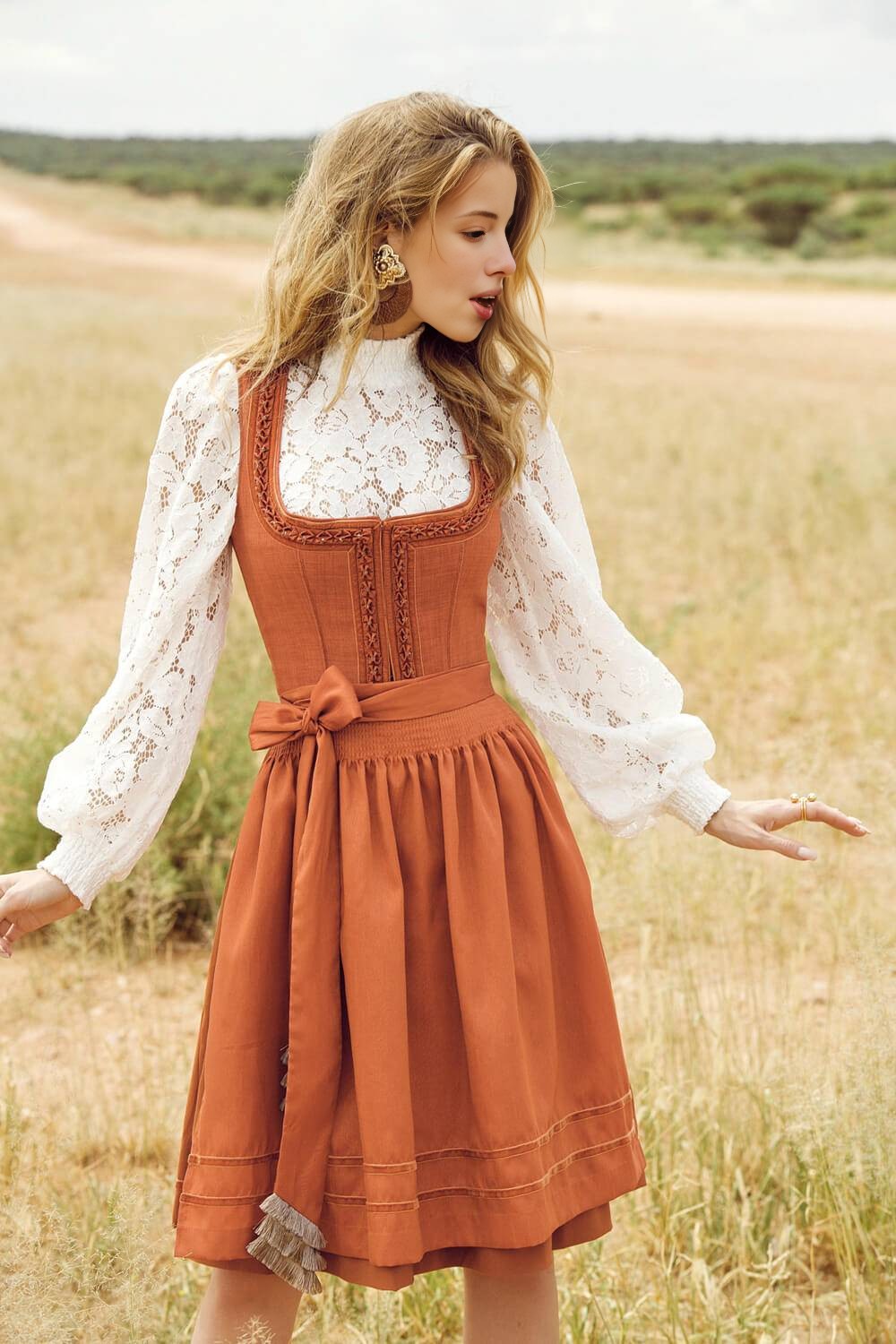 German Lena Orange Dirndl
