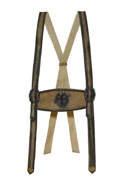Greenish Brown Bavarian Lederhosen Suspenders For Men