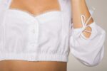 Marlene White Dirndl Blouse with Lace Trim & Long Sleeves