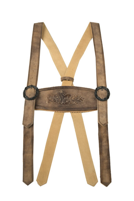 Schubert Brown Bavarian Lederhosen Suspenders For Men