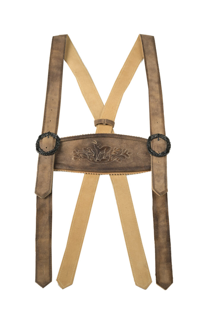 Schubert Brown Bavarian Lederhosen Suspenders For Men
